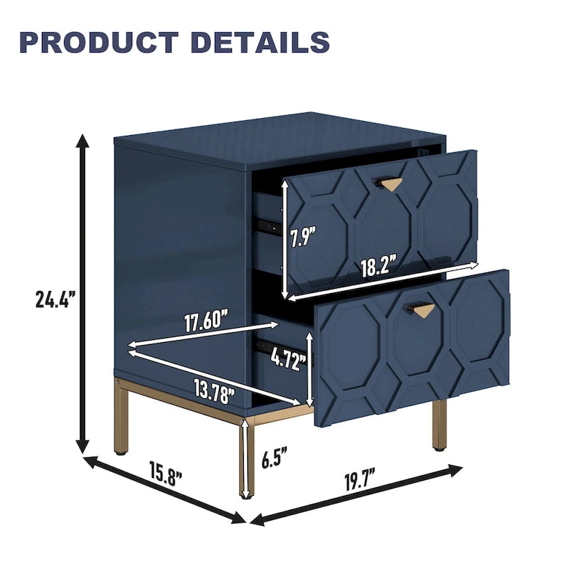 Wooden 2-Drawer Storage Nightstand