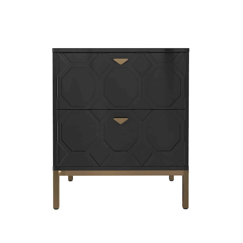 Wooden 2-Drawer Storage Nightstand