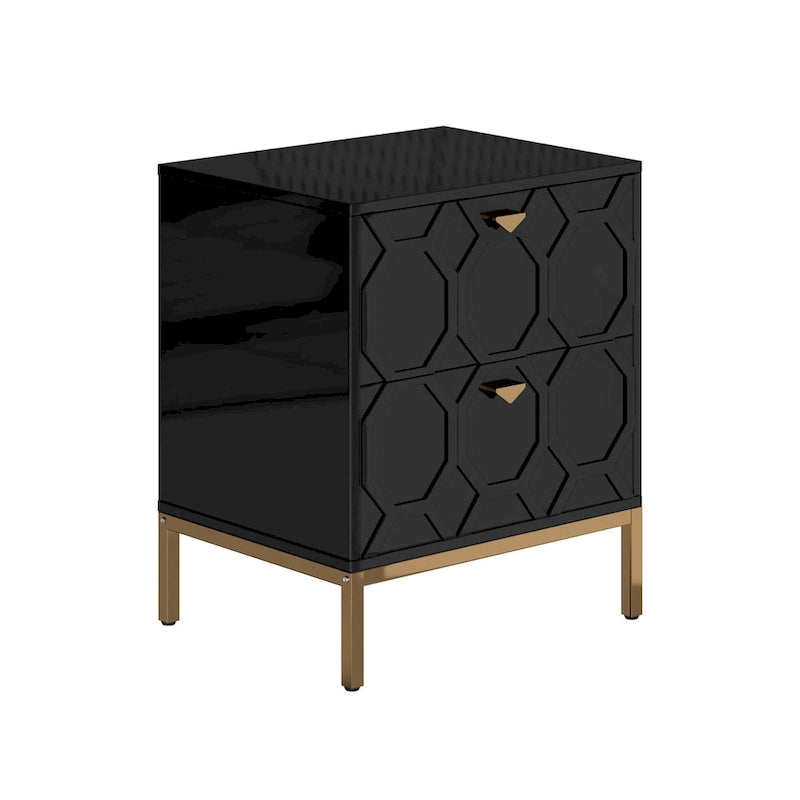 Wooden 2-Drawer Storage Nightstand
