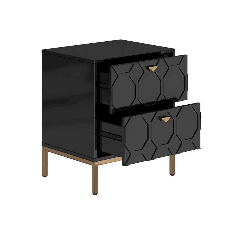 Wooden 2-Drawer Storage Nightstand