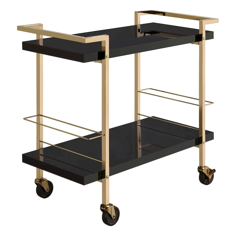 Serving Cart with Gold Frame