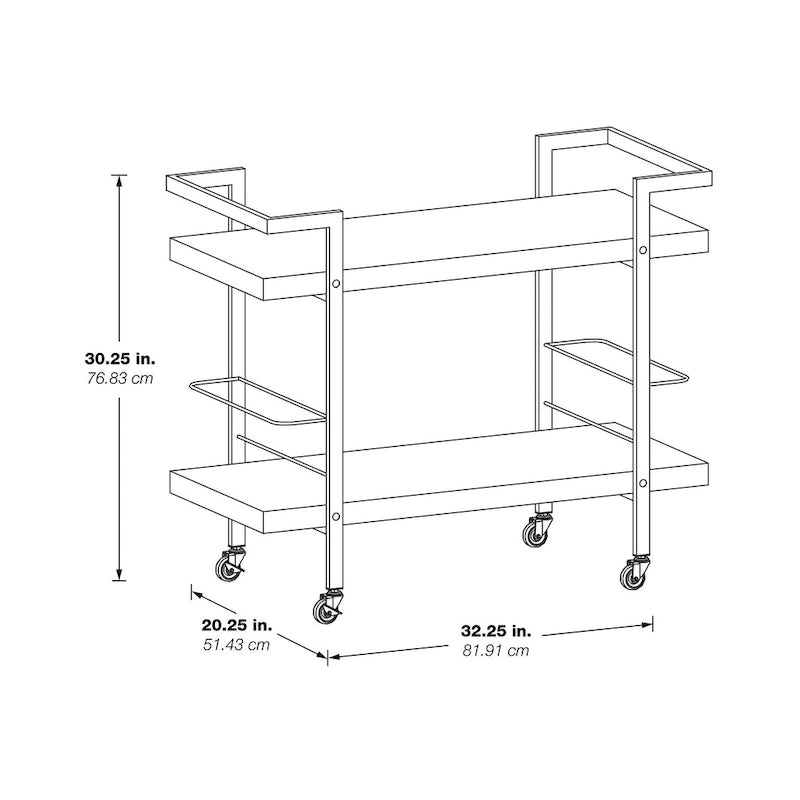Serving Cart with Gold Frame