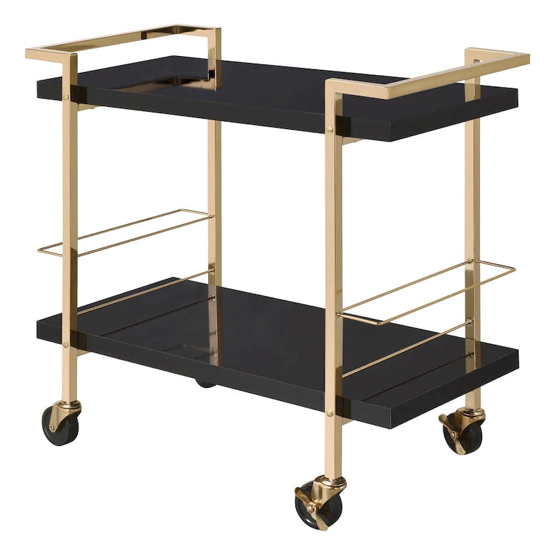 Serving Cart with Gold Frame
