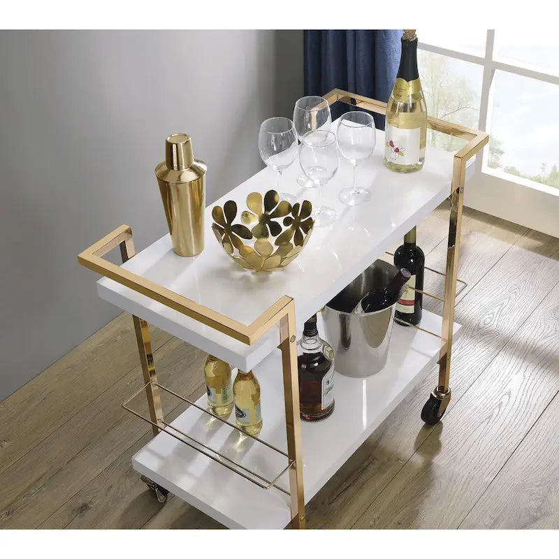 Serving Cart with Gold Frame
