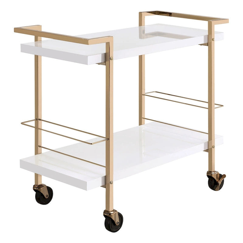 Serving Cart with Gold Frame