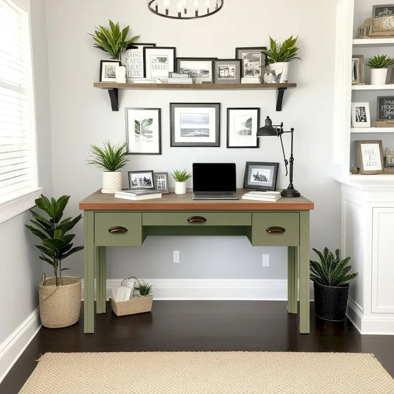53 inch Writing Desk, No Assembly Required, Two-Tone Finish