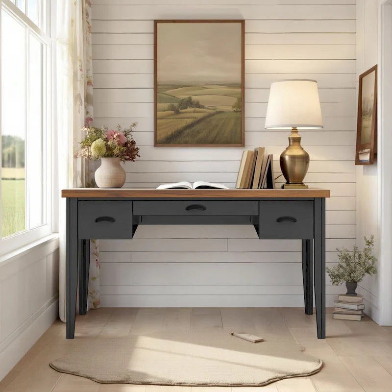 53 inch Writing Desk, No Assembly Required, Two-Tone Finish