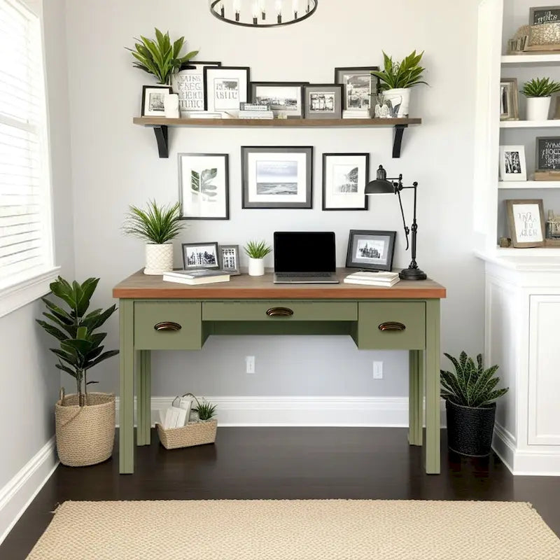 53 inch Writing Desk, No Assembly Required, Two-Tone Finish