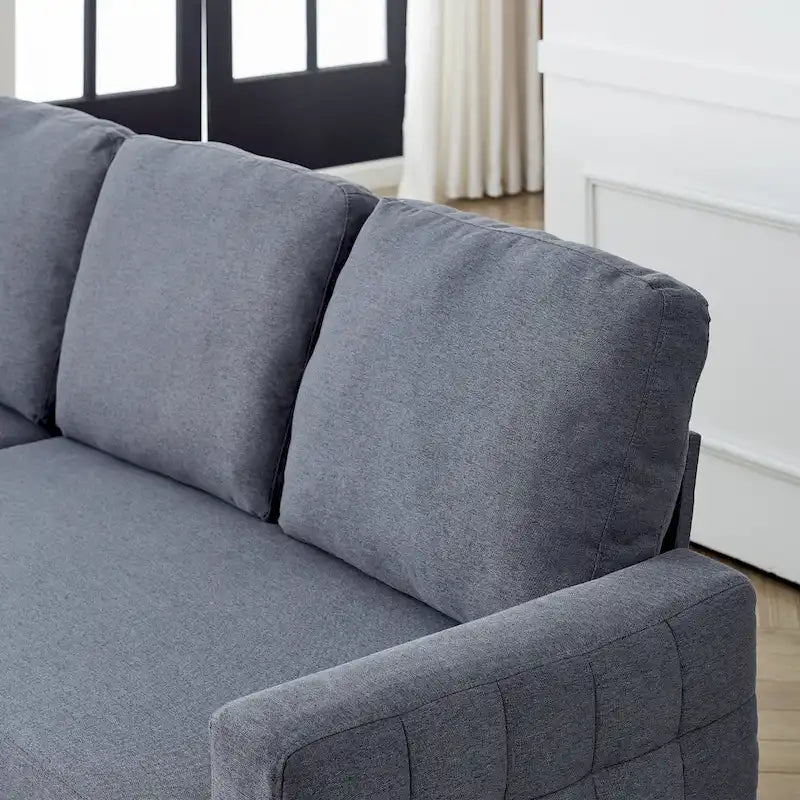 78.8 Reversible Sleeper Sofa with Pullout Bed, Comfortable Linen L-Shaped Sofa Sofa Bed, Living Room Furniture S