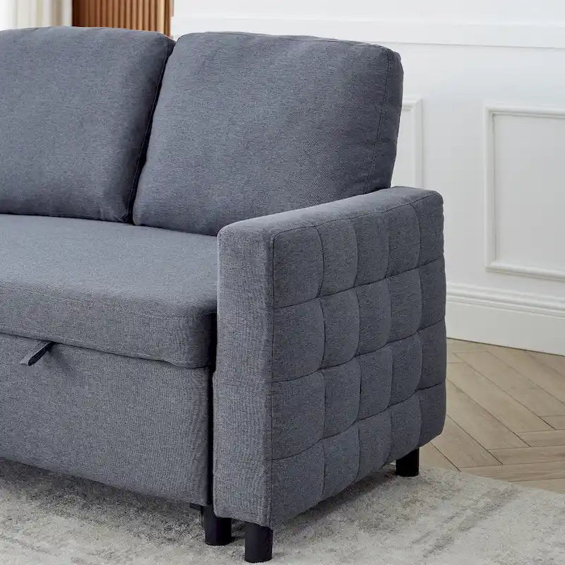 78.8 Reversible Sleeper Sofa with Pullout Bed, Comfortable Linen L-Shaped Sofa Sofa Bed, Living Room Furniture S