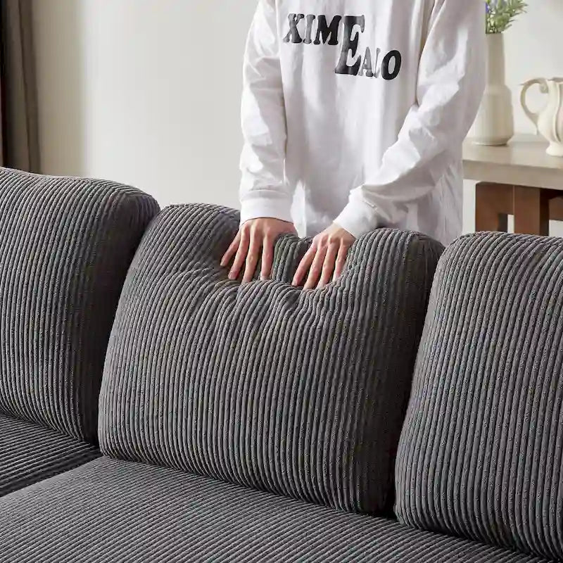 78.8 Reversible Sleeper Sofa with Pullout Bed, Comfortable Linen L-Shaped Sofa Sofa Bed, Living Room Furniture S