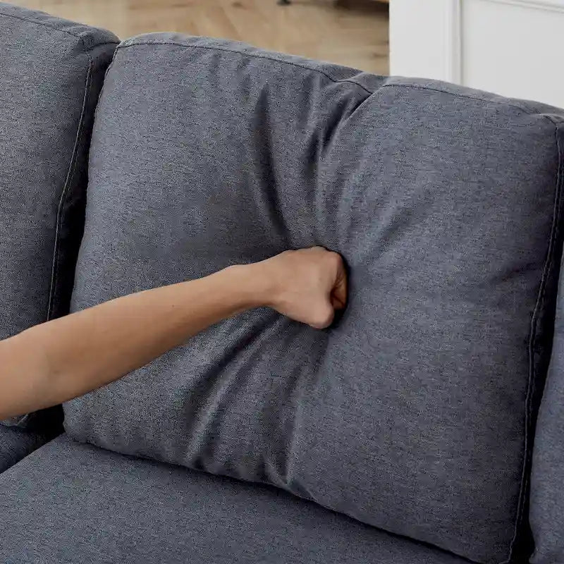 78.8 Reversible Sleeper Sofa with Pullout Bed, Comfortable Linen L-Shaped Sofa Sofa Bed, Living Room Furniture S