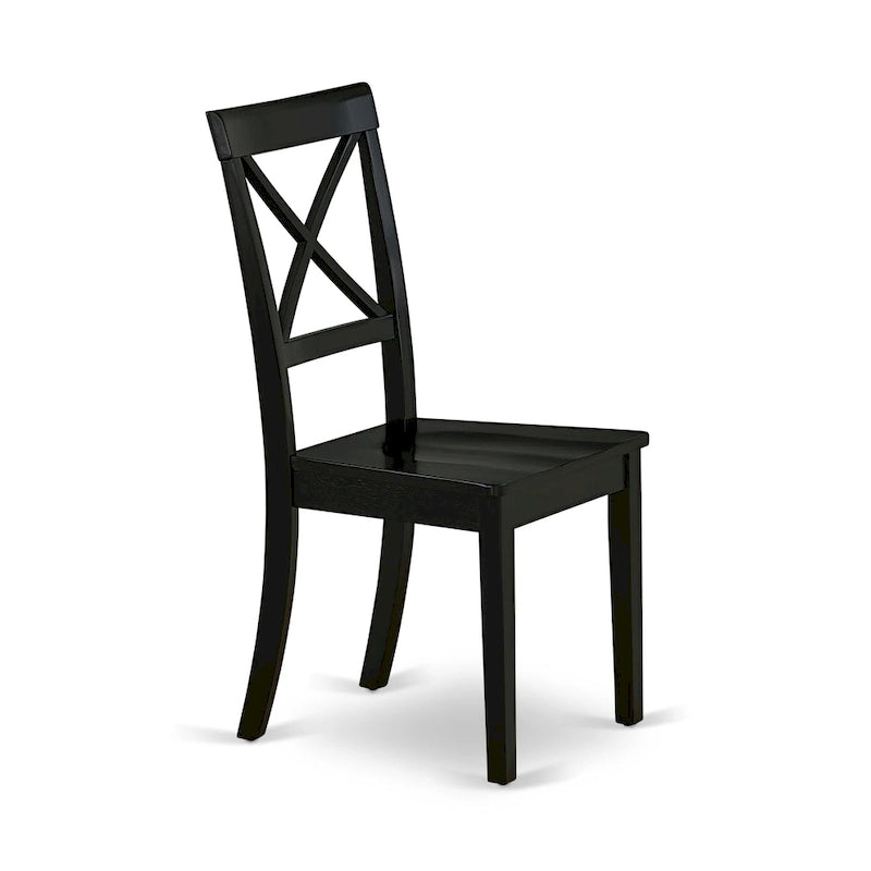 Cross Back Solid Wood Seat Chairs, of 2, Black - BOC-BLK-W