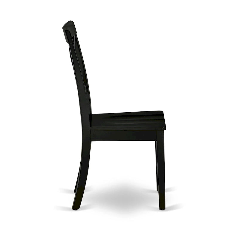 Cross Back Solid Wood Seat Chairs, of 2, Black - BOC-BLK-W