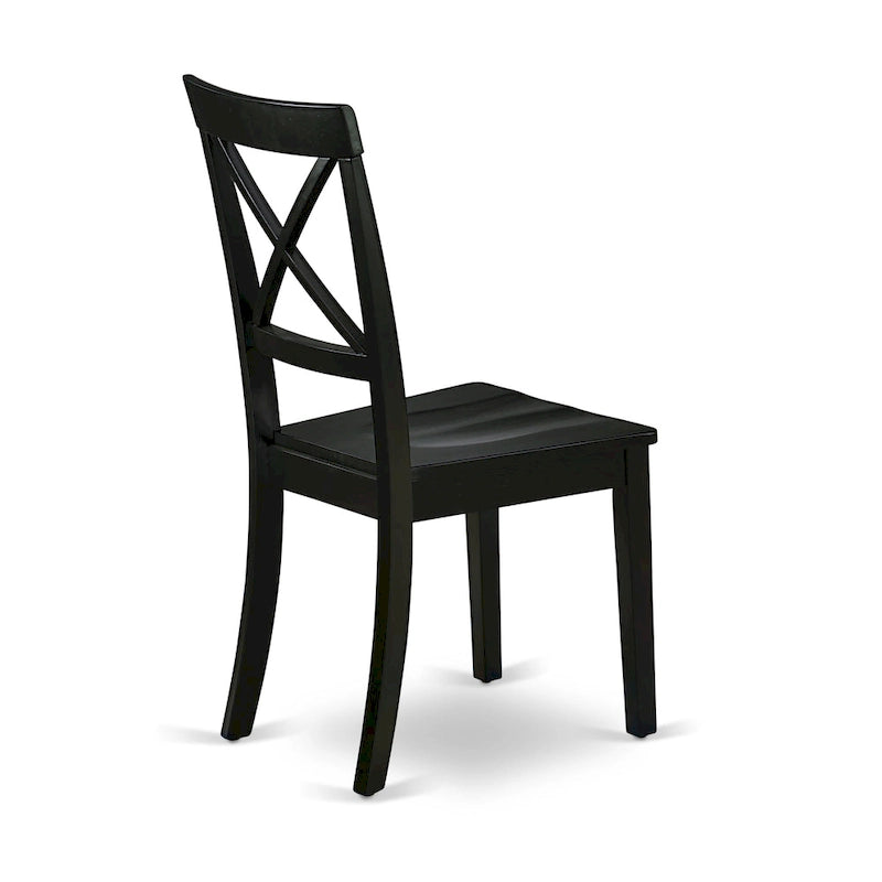 Cross Back Solid Wood Seat Chairs, of 2, Black - BOC-BLK-W