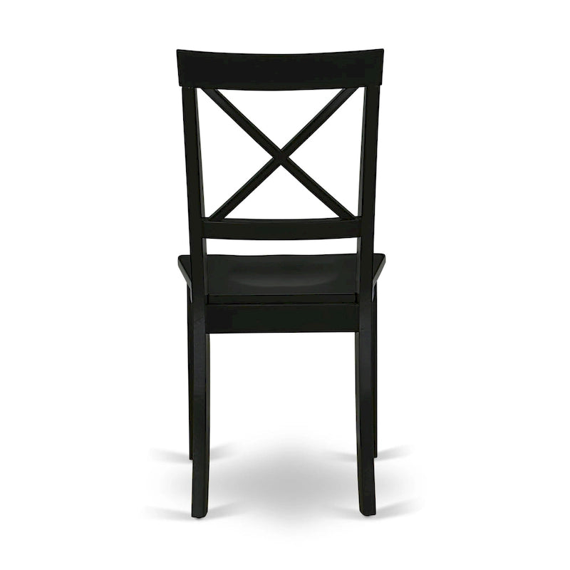 Cross Back Solid Wood Seat Chairs, of 2, Black - BOC-BLK-W