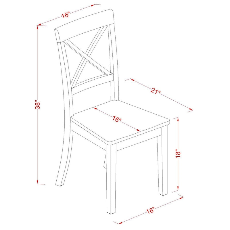 Cross Back Solid Wood Seat Chairs, of 2, Black - BOC-BLK-W