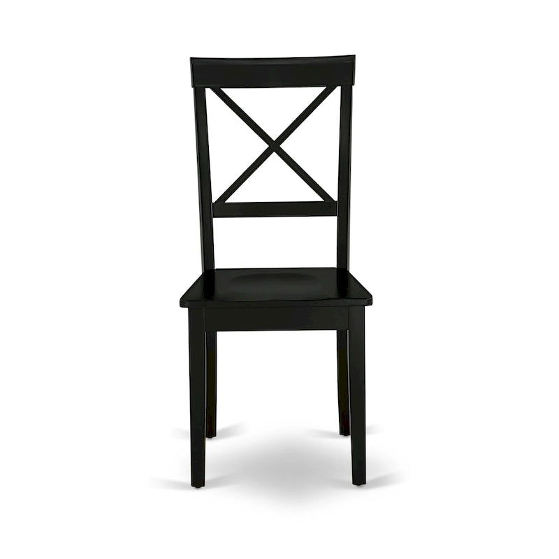 Cross Back Solid Wood Seat Chairs, of 2, Black - BOC-BLK-W