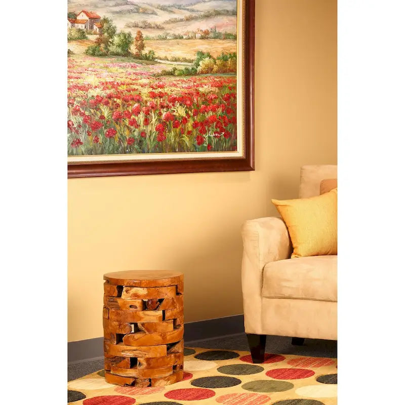 Solid Teak Wood Stump End Table