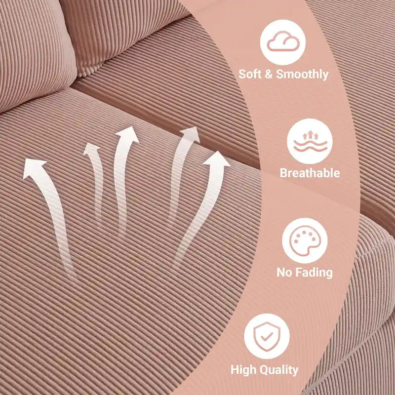 Modern Polyester Convertible Chaise Sofa with Metal Legs for Living Room