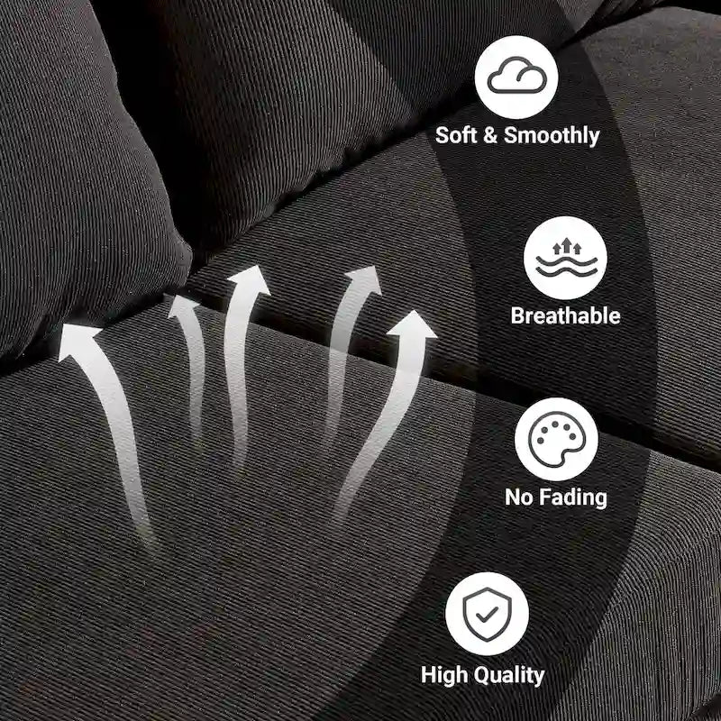 Modern Polyester Convertible Chaise Sofa with Metal Legs for Living Room