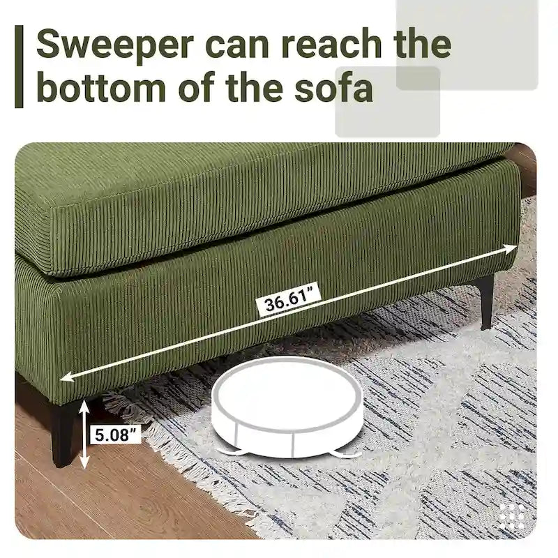 Modern Polyester Convertible Chaise Sofa with Metal Legs for Living Room