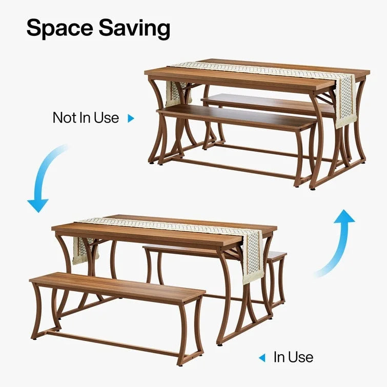 51 Brown Dining Table and Bench
