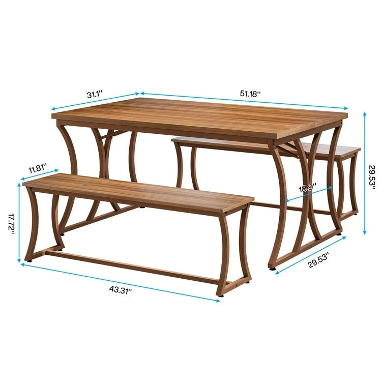 51 Brown Dining Table and Bench