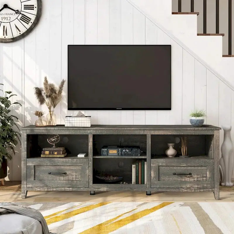 70 inch Farmhouse TV Stand with Storage 2 Drawers - M