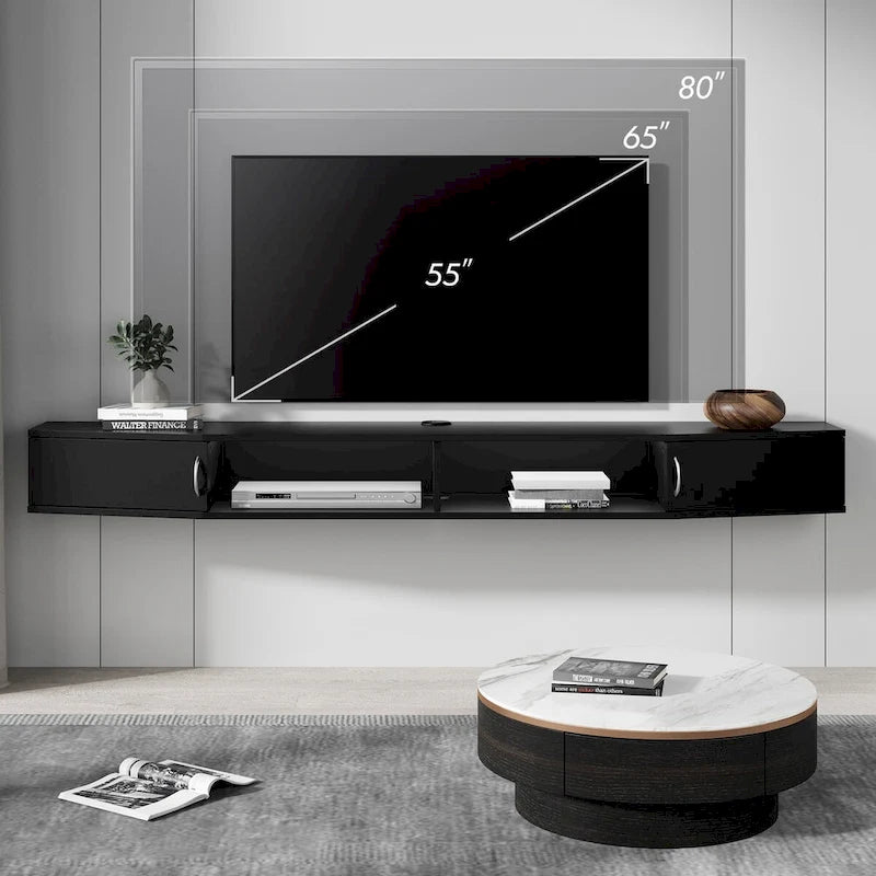 70 Floating TV Stand Wall Mounted TV Shelf Media Console