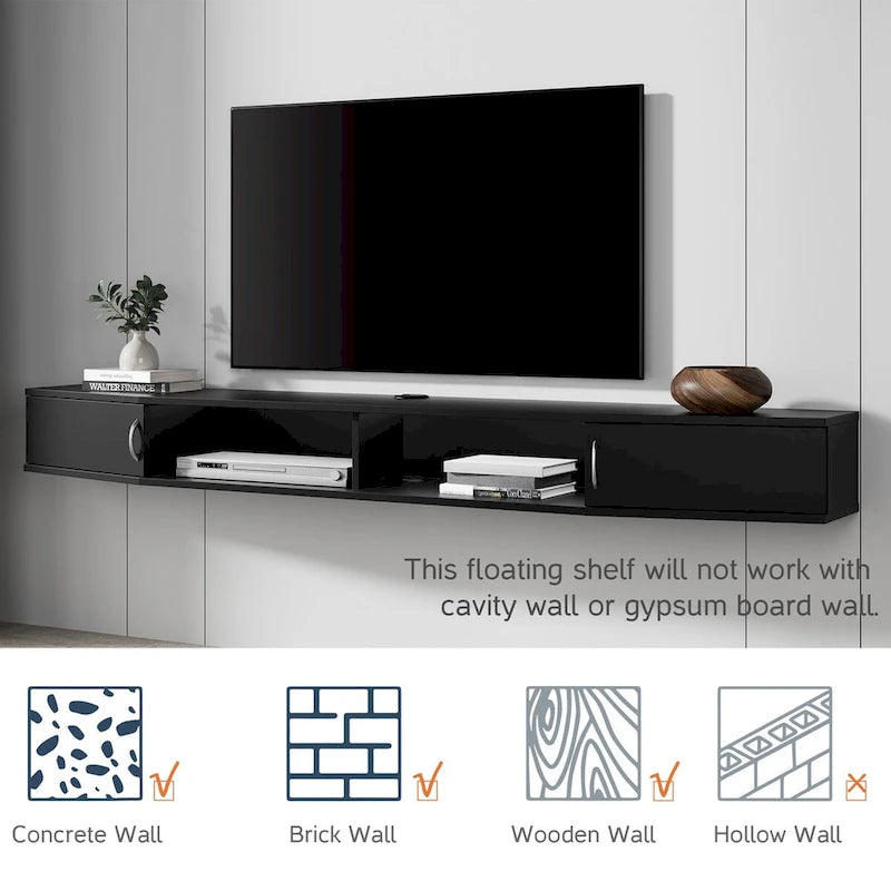 70 Floating TV Stand Wall Mounted TV Shelf Media Console