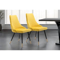 HomeRoots Set of Two Tufted Yellow And Black Upholstered Velvet Windsor Back Dining Side Chairs