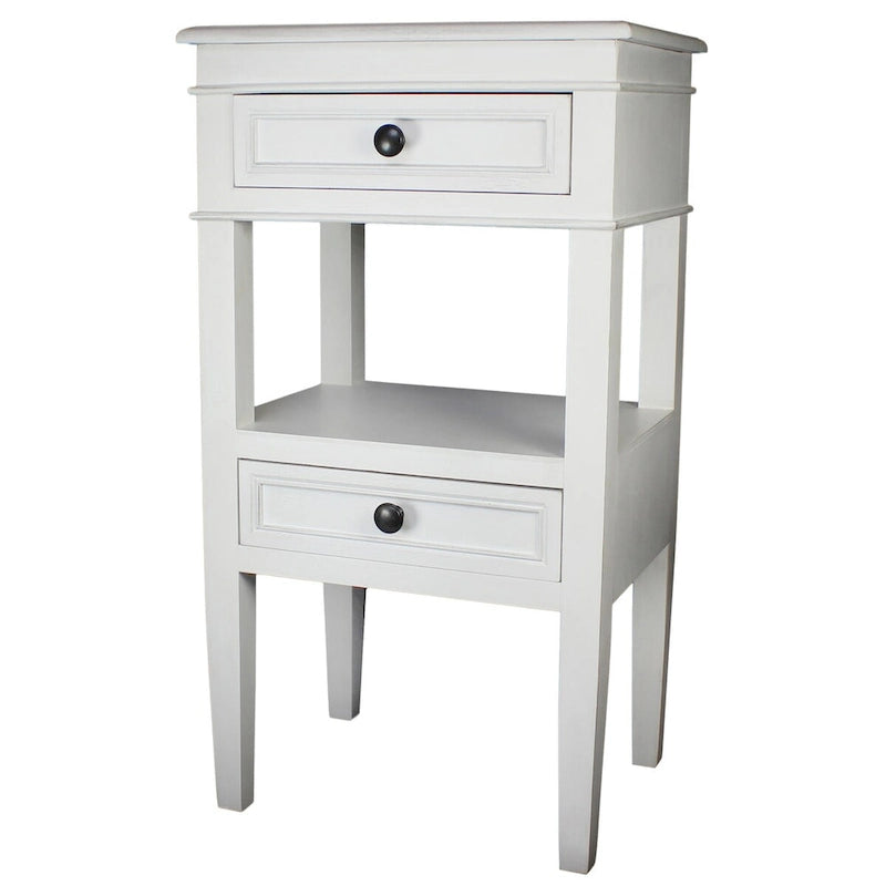 Middle Shelf Wooden Side Table with Two Drawers