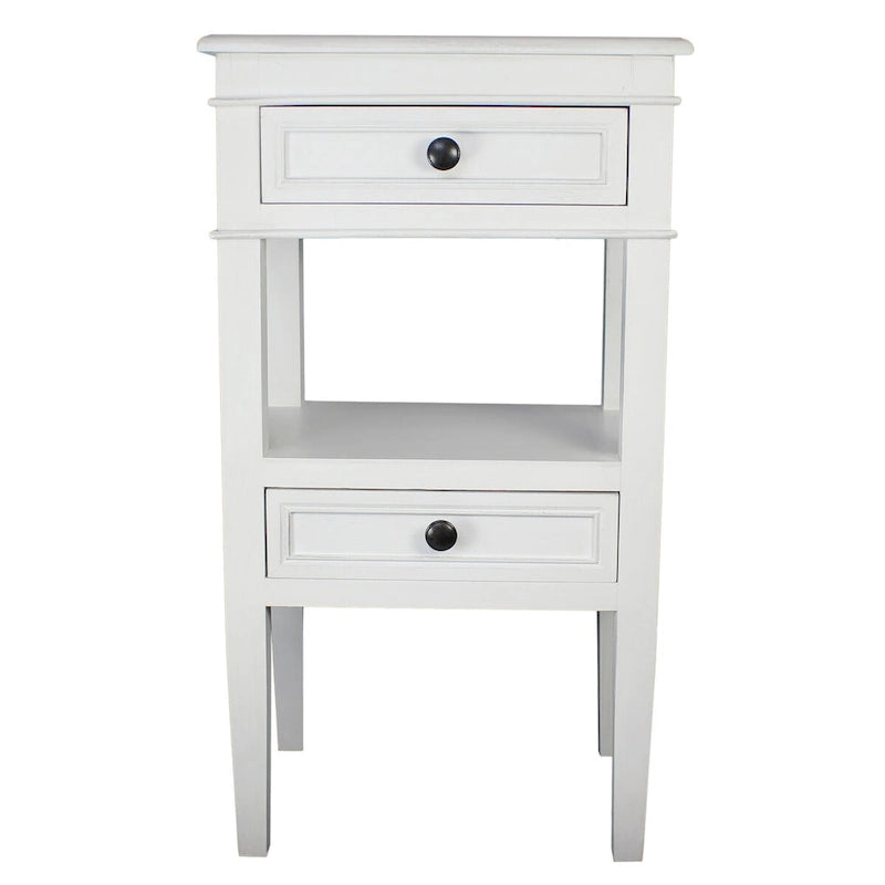 Middle Shelf Wooden Side Table with Two Drawers