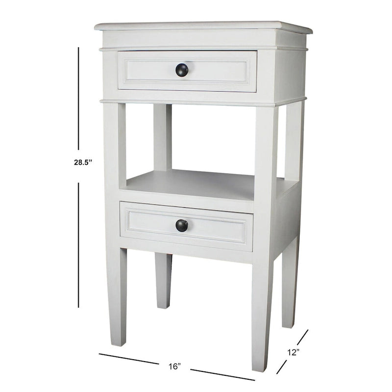 Middle Shelf Wooden Side Table with Two Drawers