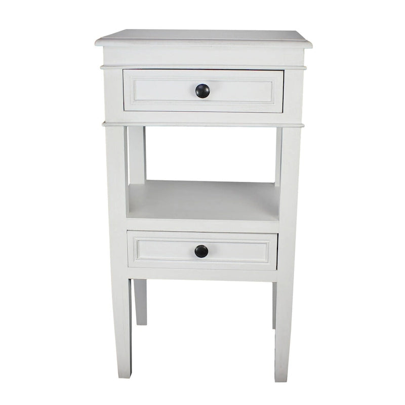Middle Shelf Wooden Side Table with Two Drawers
