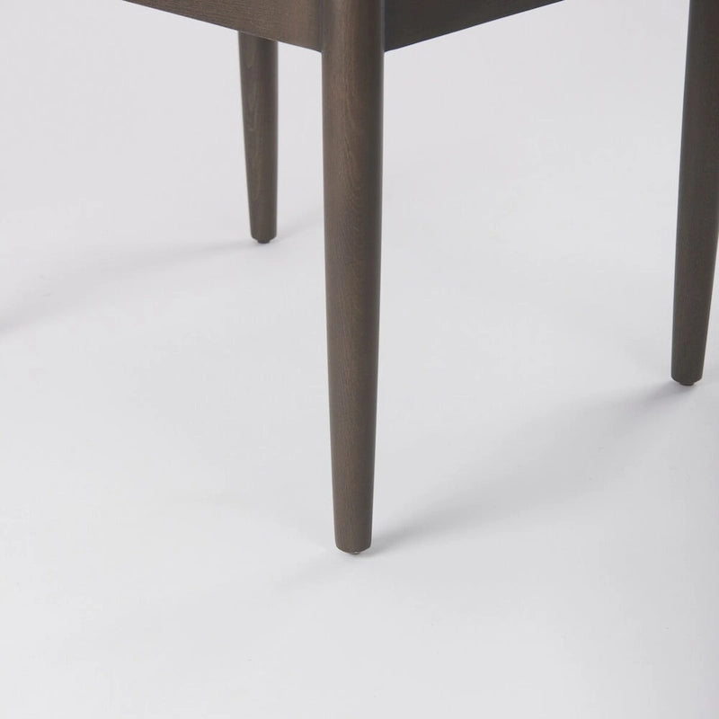 Cream Boucle Upholstered Seat W/Dark Brown Wood Frame Dining Chair