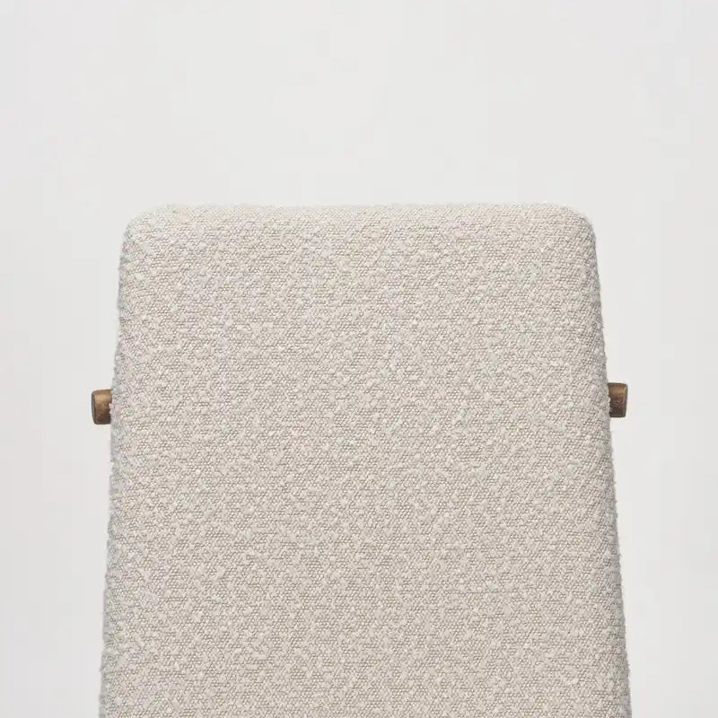 Cream Boucle Upholstered Seat W/Dark Brown Wood Frame Dining Chair