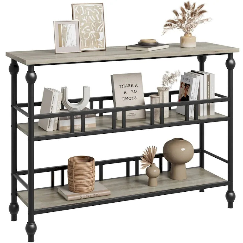 3-Tier Narrow Console Table for Entryway with Shelves