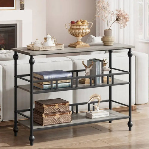 3-Tier Narrow Console Table for Entryway with Shelves